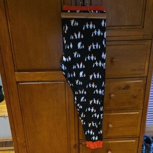 Black Pajama Pants with Penguin Print